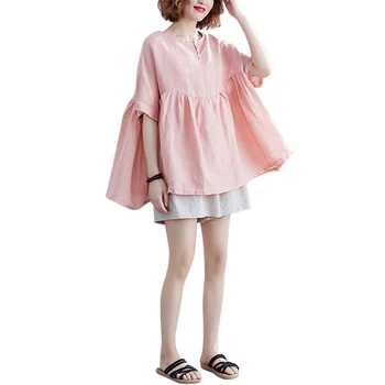 

sweet style oversized women blouse 2020 summer new solid flare sleeved female pulls outwear coat tops