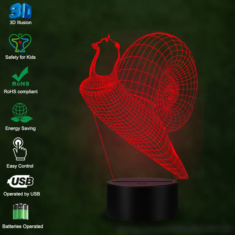 VCity животное светодиодный ночник улитки многоцветный настольная лампа креативный USB лампа детский подарок на праздник украшения для домашнего праздника Lampa
