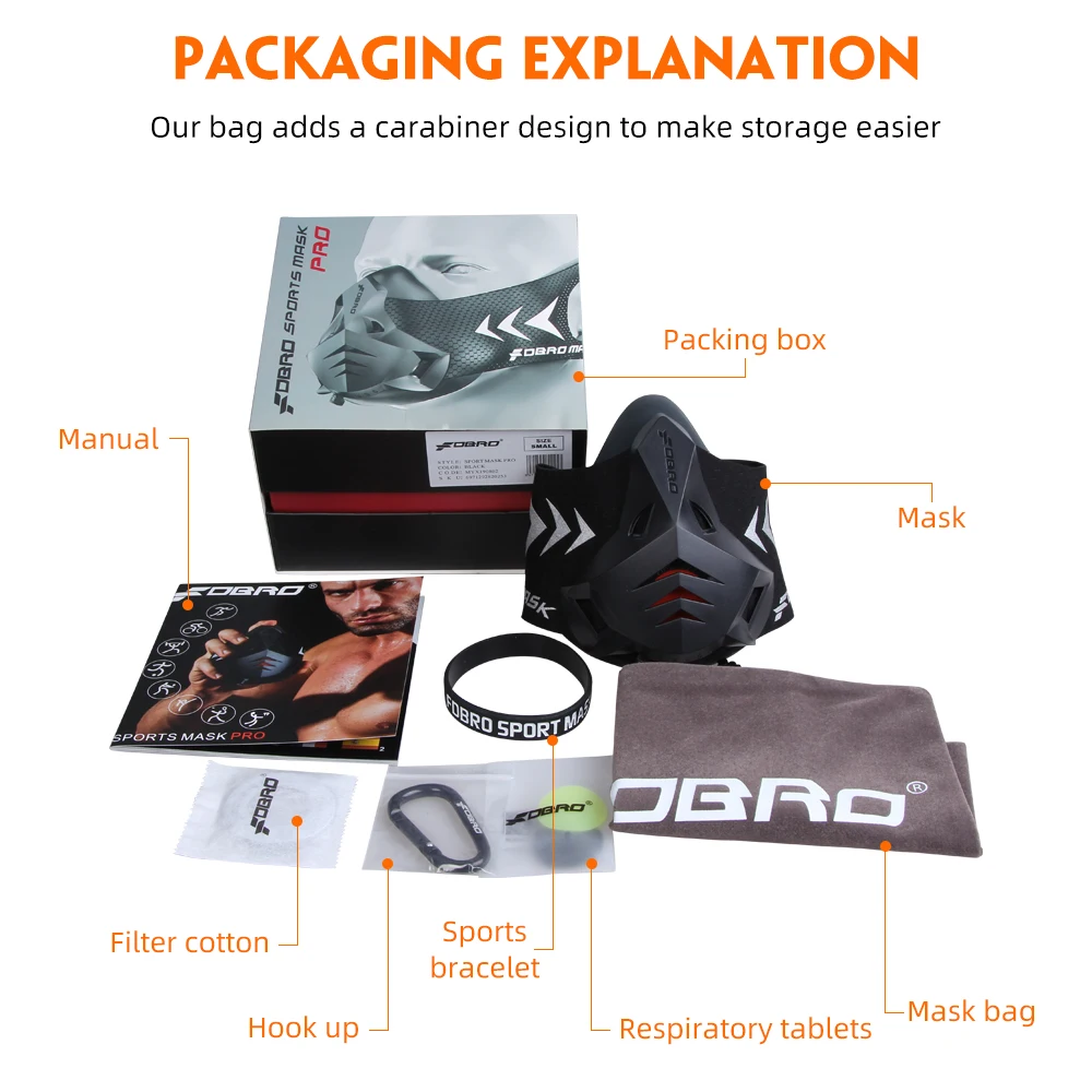 FDBRO Pro спортивная маска для бега, для фитнеса, тренажерного зала, тренировки, велоспорта, высокая высота, для тренировок, кондиционеры, спортивные маски
