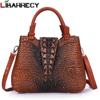 

Vintage Fashion Big Totes Women Designer Alligator Handbag 2020 Genuine Leather Shoulder Bag Lady Large Capacity Crossbody Bags