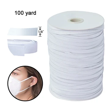

Wholesale 1/8 inch White Braided Elastic Band Sewing DIY Mask Cuff Cord Heavy Stretch High Elasticity Sewing Accessories 100yard