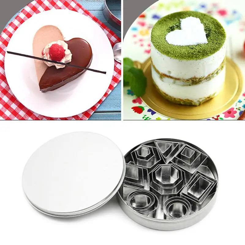 Формы для выпечки набор шоколада Fondant(сахарная) инструмент для нарезки печенья в виде торта многоразовые Творческий 430 Нержавеющая сталь с металлической коробкой 24 шт./компл