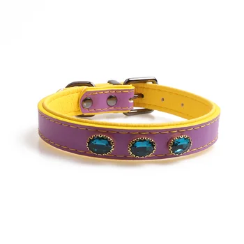 

Personality Medium and large dog collar leather material 3 Diamond Series 5 colors
