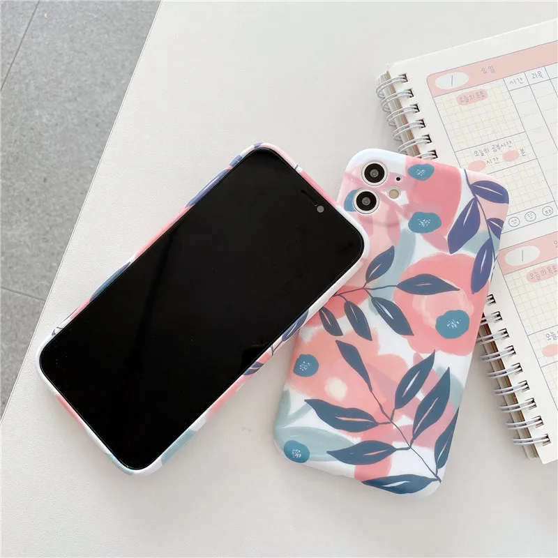 US $208.05 100Pcs Flower Leaf Phone Case For IPhone 12 Mini 11 Pro XR XS Max X 7 8 Plus Camera Protection Soft Silicone Cover For I12 SE2