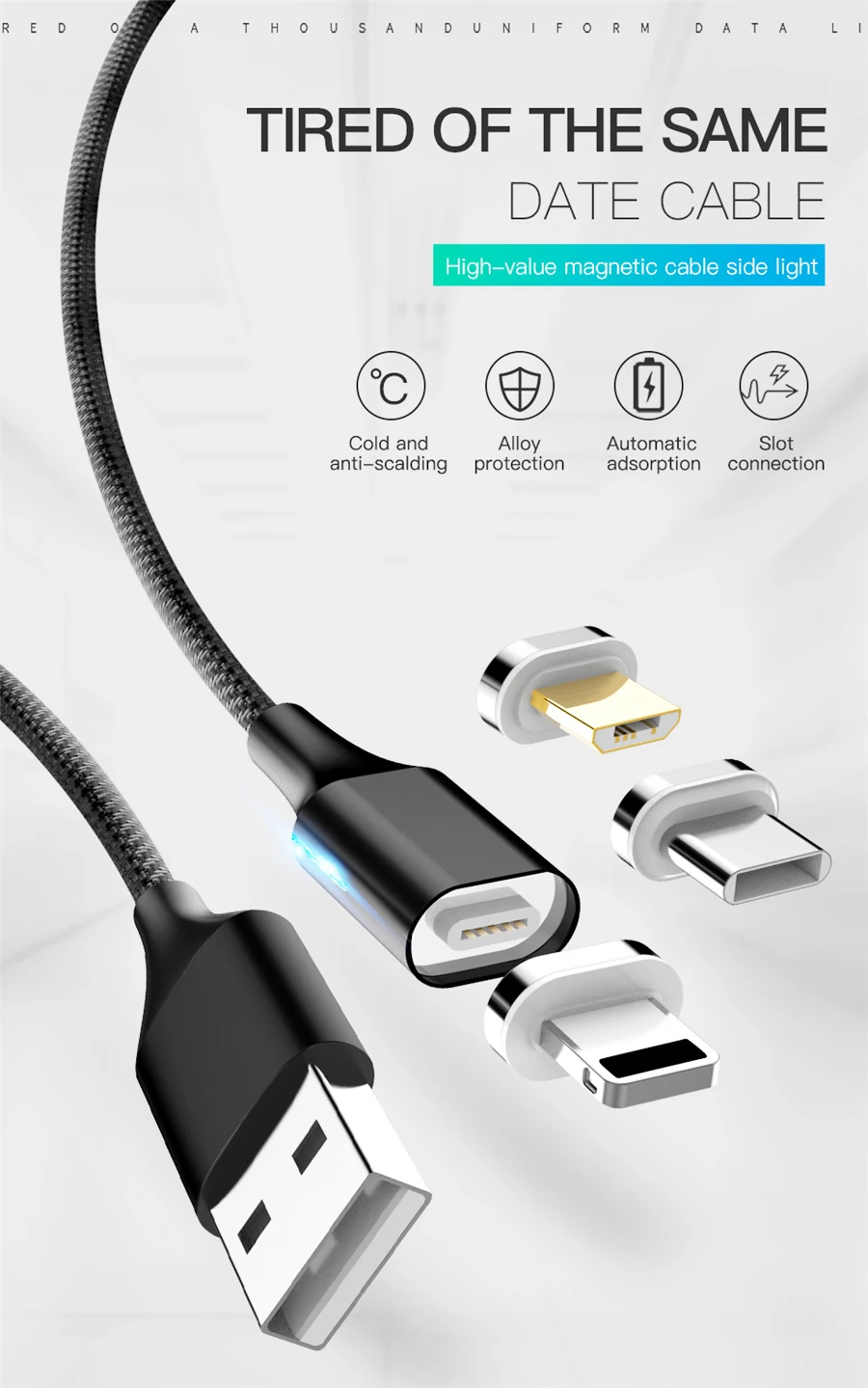3A Magnetic Cable Micro USB Type C Fast Charging Data Cable For iPhone SAMSUNG S10+ S9 XIAOMI Mi9 QC3.0 LED Magnet Charger Wire (3)