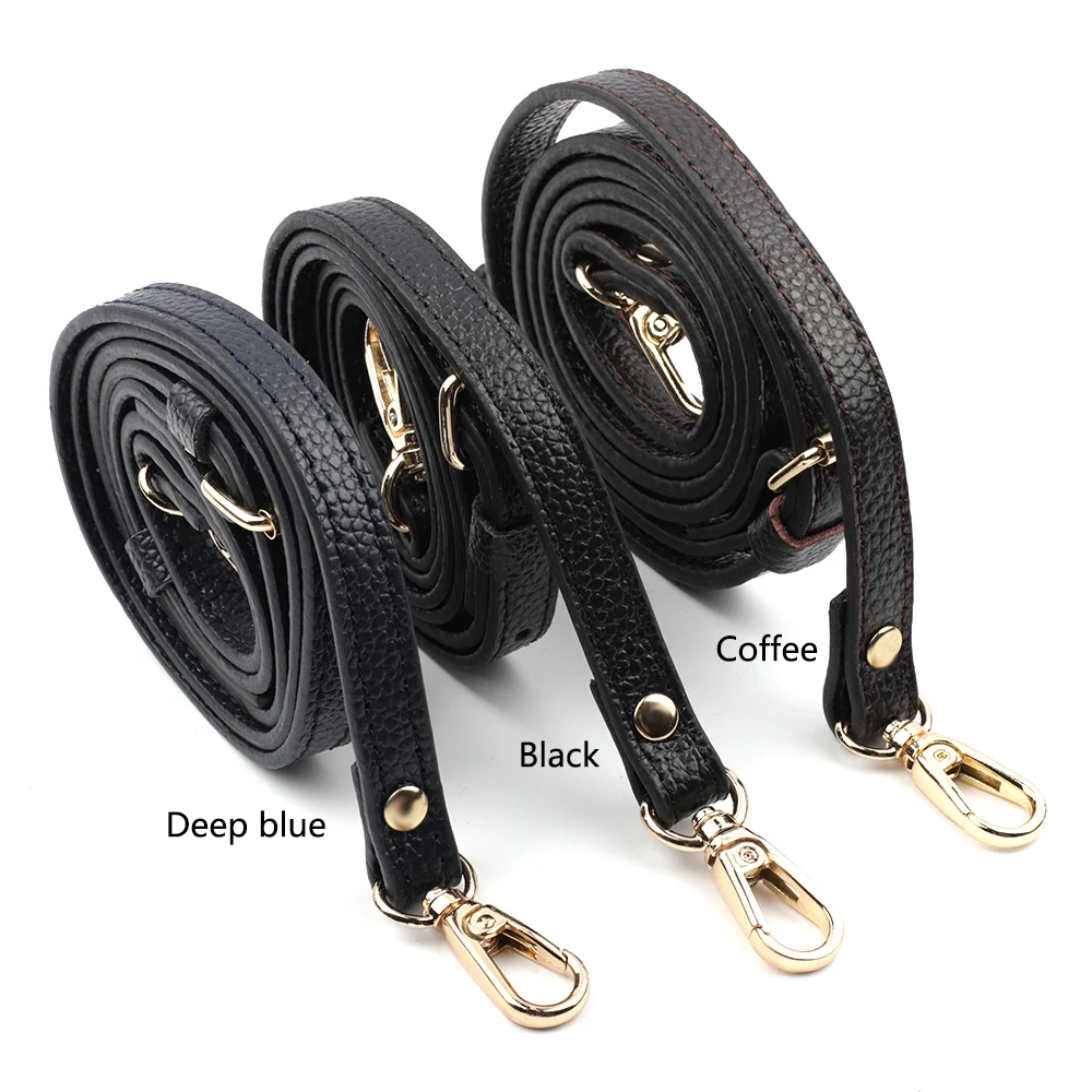 120cm Adjustable Durable Genuine Leather Bag Strap Replacement Crossbody Straps Gold Hardware for Women DIY Bags Accessories