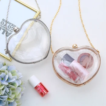 

Cute Heart Shape Clear Transparent Single Shoulder Bags Cartoon Jelly Women Messenger Crossbody Bag Fashion Girl Bag Bolsa 2018