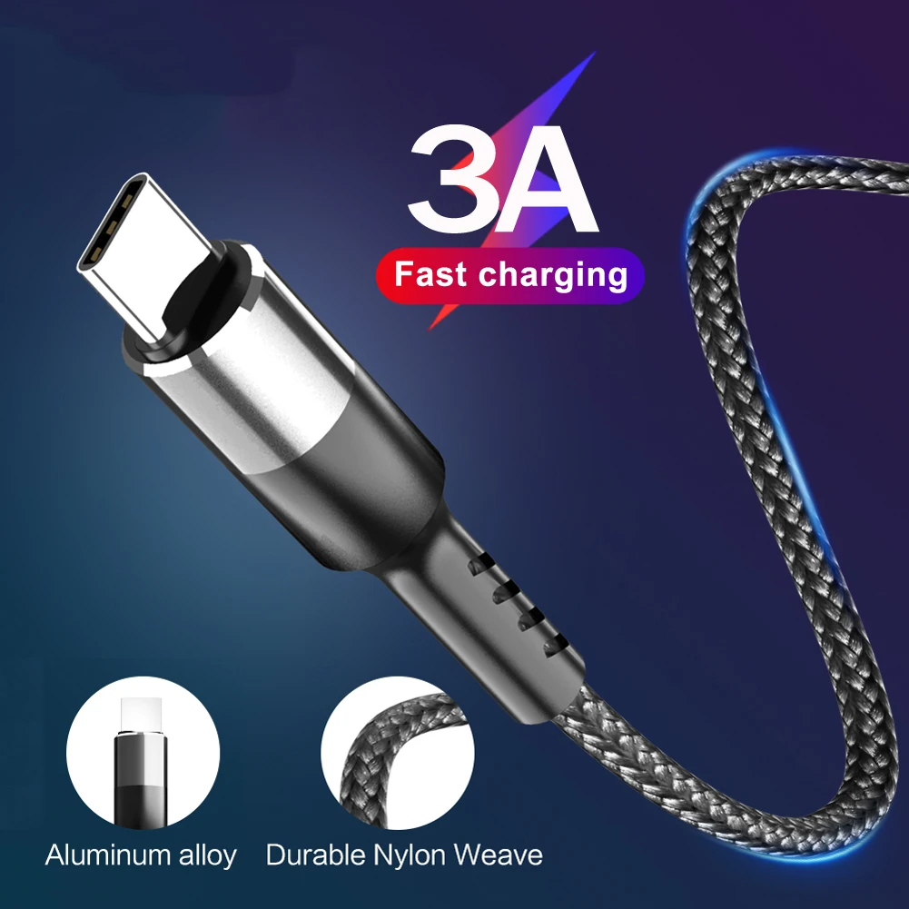 3A светодиодный кабель Micro usb type C для быстрой зарядки телефона Microusb для samsung Xiaomi huawei