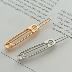 Fashion Gold Silver Hair Clips for Women Girl Chic Safety Pin Hairpins Brooch Pin Shape Barrettes Stylish Hair Accessories