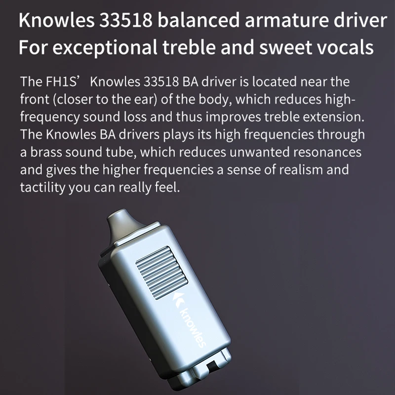 Наушники вкладыши FiiO FH1s Hi Res 1BA + 1DD(Knowles 33518 13 6 мм Dynamic) IEM со съемным кабелем 2pin/0 78 для