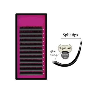 

Mix Cashmere Individual False Flat Lashes Mink Ellipse Eyelash Extension Soft light Split-tip cilios