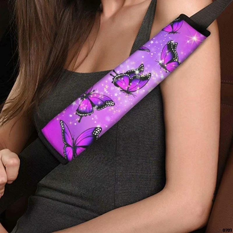 Cinturón seguridad de coche para adultos y niños, funda de cinturón de seguridad con diseño de mariposa y Margarita, material de neopreno fácil de limpiar|Cinturones de seguridad y amortiguación| - AliExpress