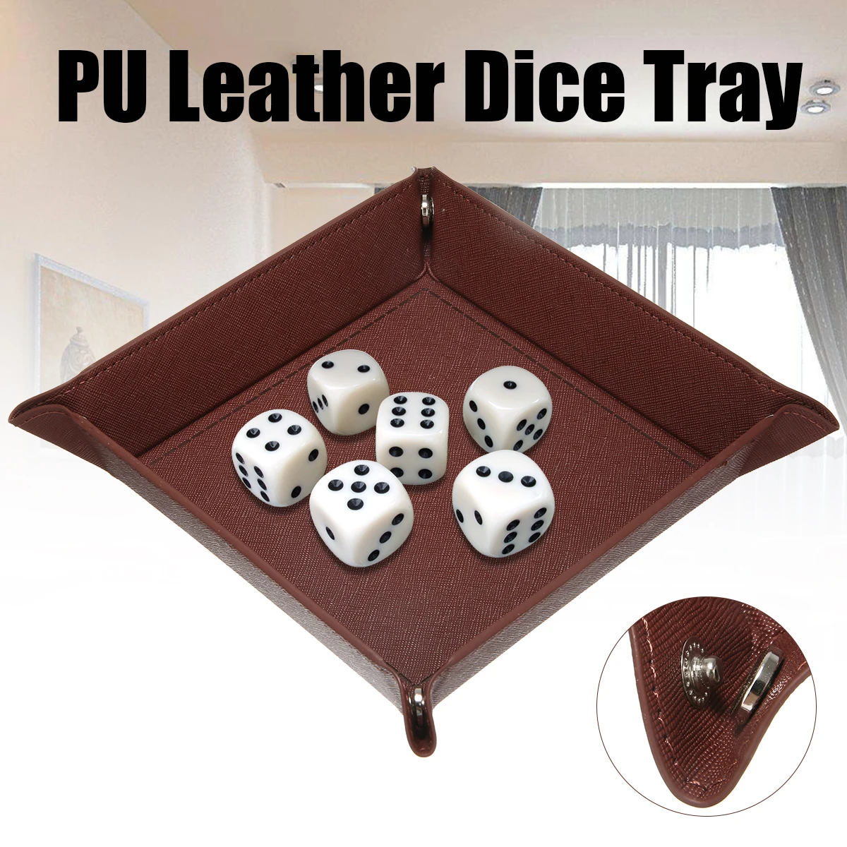 

High Quality Dice PU Leather Valet Trinket Folding Tray Collapsible Phone Key Wallet Coin Desktop Storage Sundries Box Bins