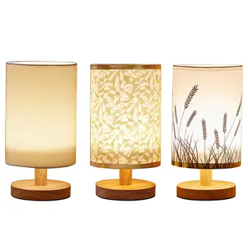 

Simple And Modern Nordic Bedroom Bedside Lamp Wooden LED Warm Light Night Light Log Small Lamp Button USB Charging Night Lamp