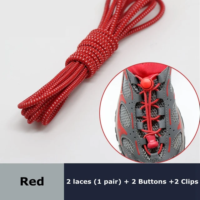 Round Elastic Shoelaces Suitable For Various Shoe Accessories No Tie Shoelace Fixed Stretching Locking Lazy laces 1 Pair Red