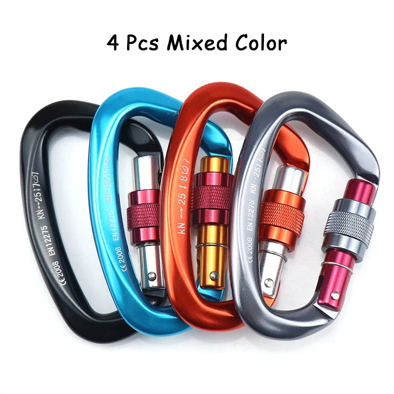 25KN Professional Climbing Carabiner D Shape Aviation Aluminum Safety Lock Outdoor Climbing Ascend Mountaineering Equipment climbing carabiner