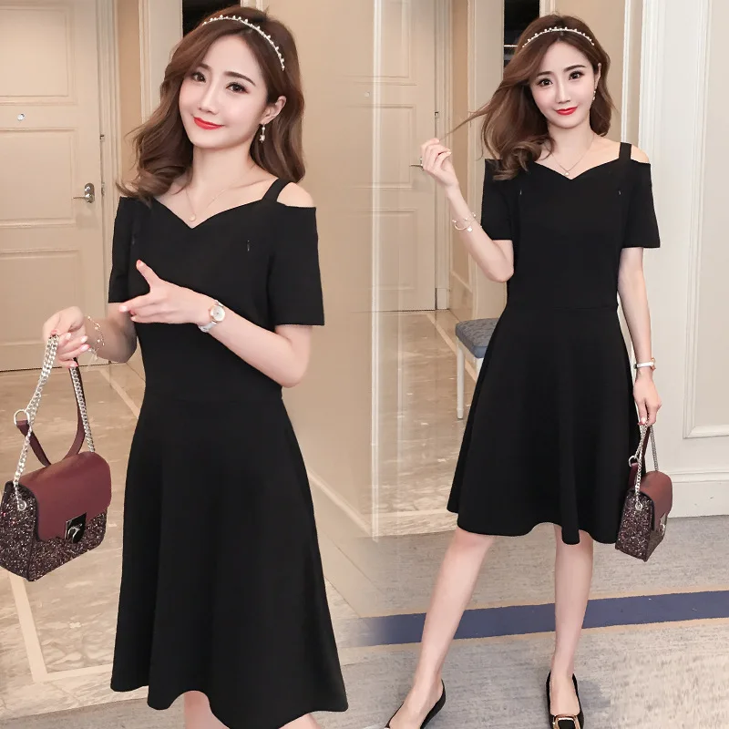 

2018 Summer New Style Korean-style Slimming Horizontal Neck Short Sleeve a Version Pregnant Women Camisole Nursing Dress