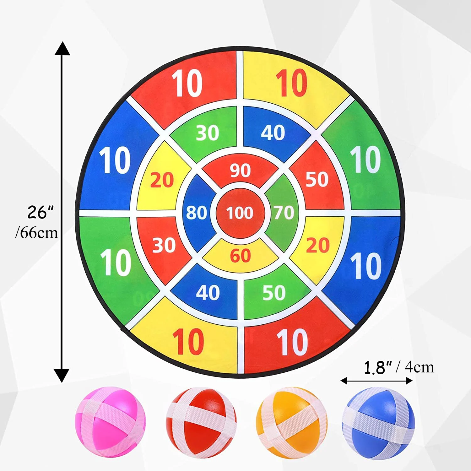 2 Pack 66cm Large Dart Board Game Set with 12 Sticky Balls Indoor/Sport