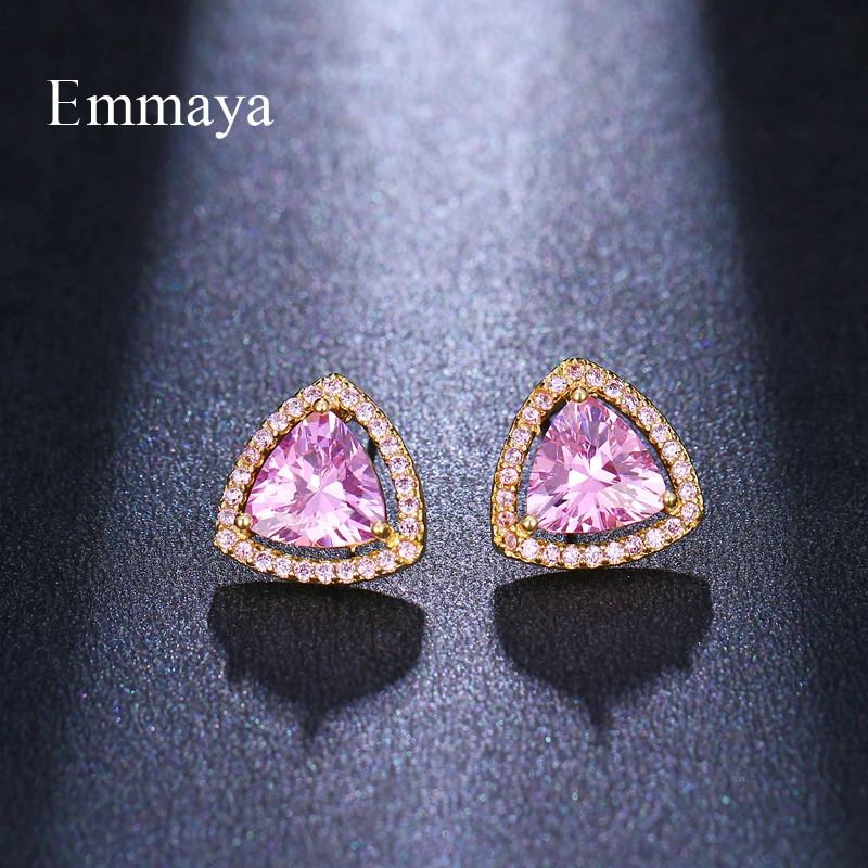 Emmaya Изысканная модель треугольной формы кубический циркон два цвета с Сказочный свет фиолетовый камень для дам Очаровательная серьга Вечерние