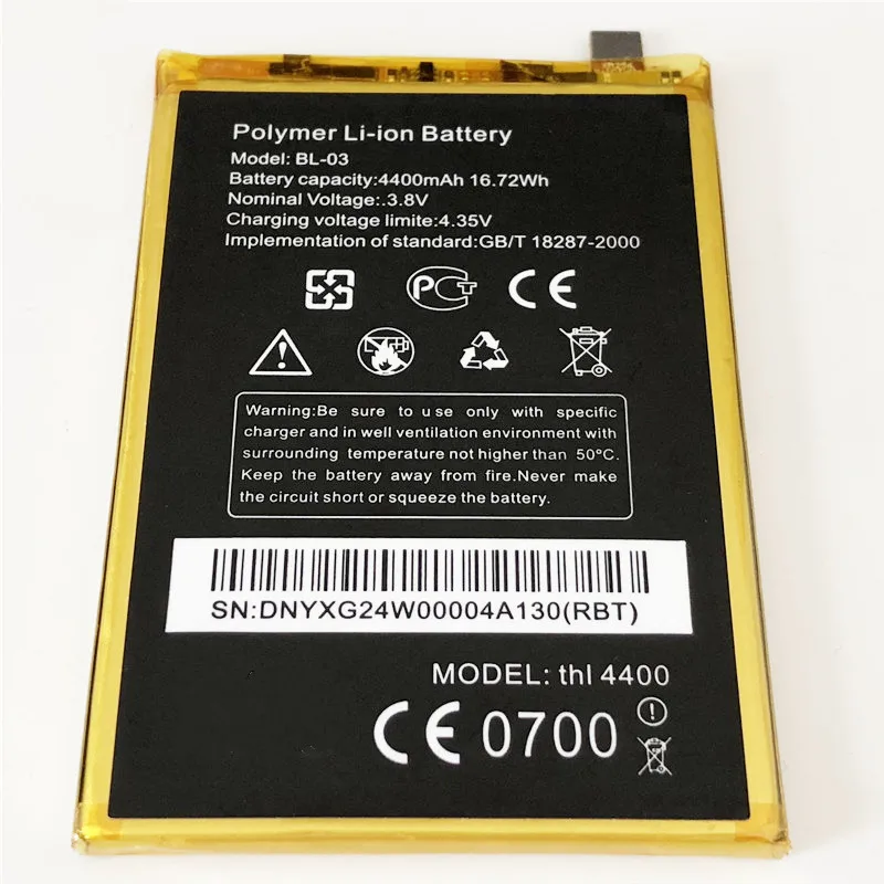 3.8V 4400mAh BL-03 For THL Ultraphone 4400 Ultrathin аккумулятор Batterie Bateria Batteria batterij Battery | Мобильные