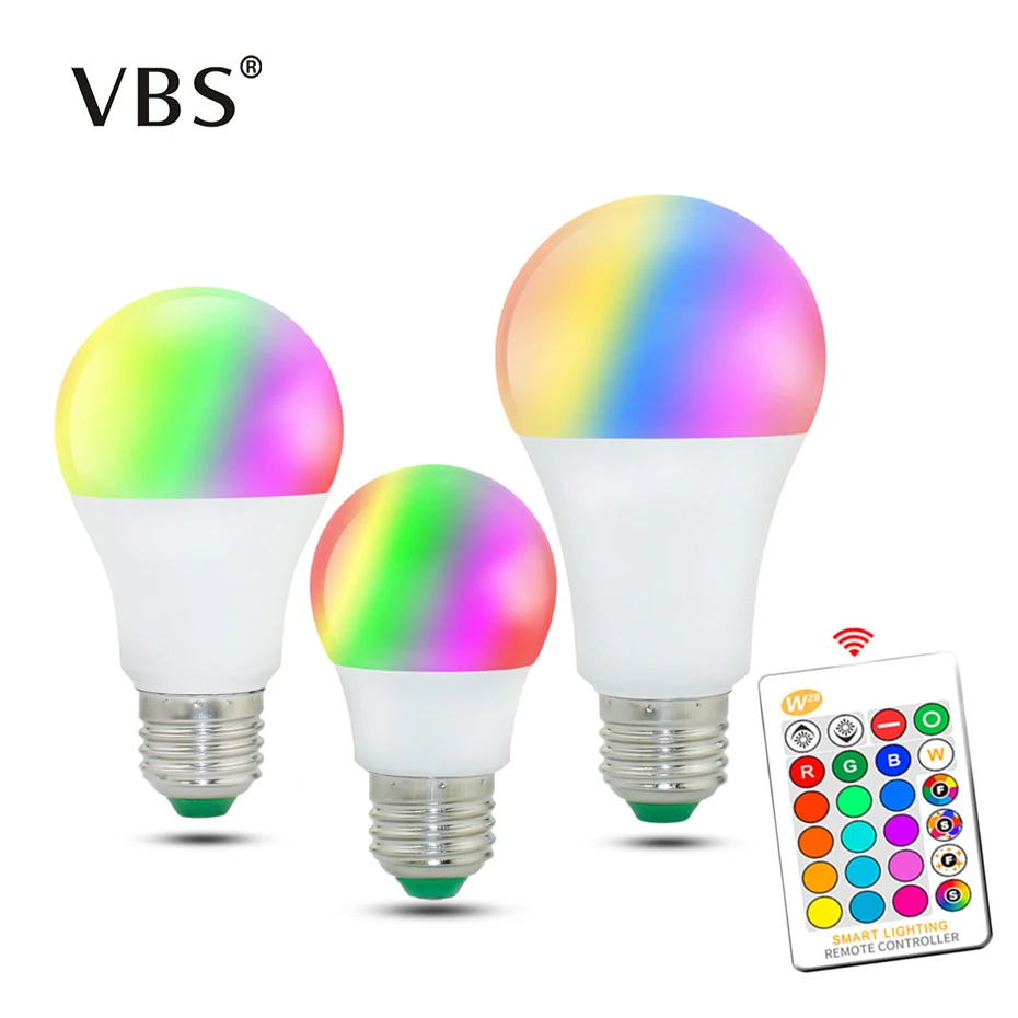 Led Bulbs E27 220V High Quality RGB Led Lamp Light Bulb 16 Color Changeable SMD5050 SMD2835 5W 10W 15W+ 24Keys Remote Control