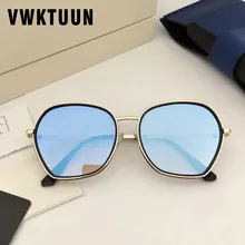 VWKTUUN, трендовые солнцезащитные очки для женщин и мужчин, необычные очки с большой оправой, UV400 очки, Винтажные Солнцезащитные очки, зеркальные оттенки, солнцезащитные очки для влюбленных