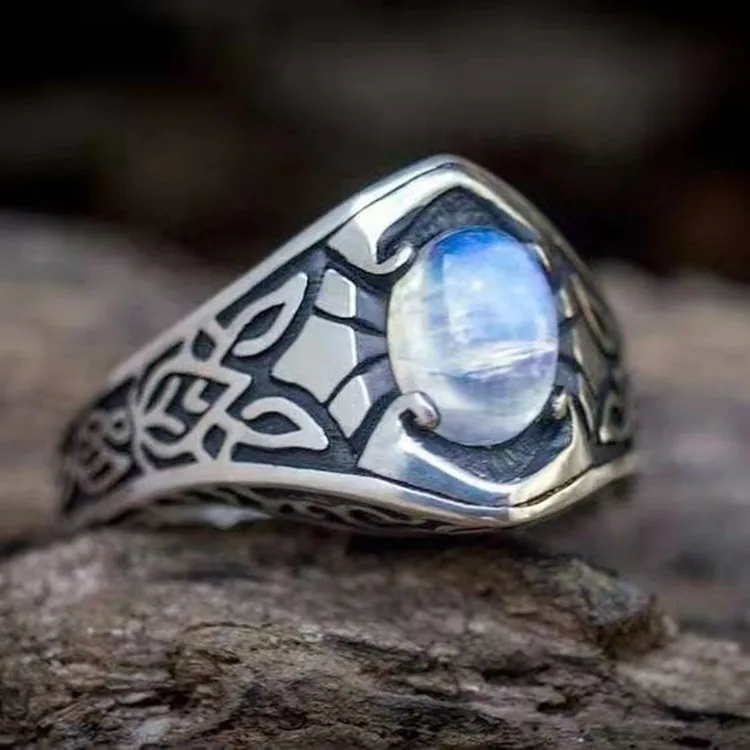 Punkboy Anello In Pietra Di Luna Ovale Color Argento Vintage Per Gioielli Boho Regalo Fedi Nuziali Anello Opale Anelli Da Uomo Fedi Nuziali