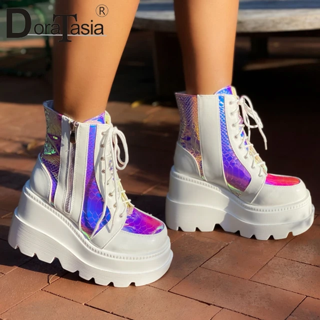Botines con Plataforma para Mujer, Botas de Caña Corta de Tacón Alto, con  Mosaico de Colores Variados, a la Moda, Nueva Marca Femenina, para Fiesta  Callejera, 2021|Botas hasta el tobillo| - AliExpress