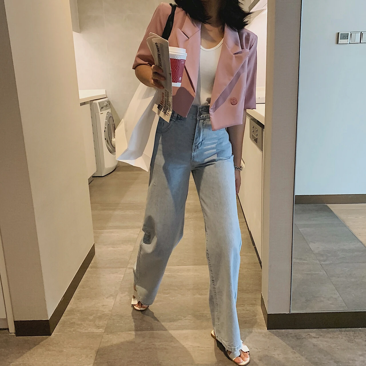2023 Pink Women's Cropped Jacket Blazer Suit With Shorts Coats Clothing Spring Summer Female Outfit Office Woman Short Sleeve