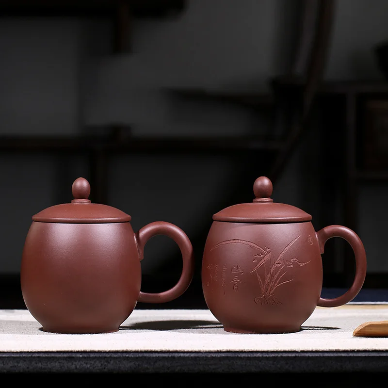 

PINNY 450ml Yixing Purple Clay Mugs Dragon Egg Purple Sand Teacups Traditional Chinese Vintage Drinkware