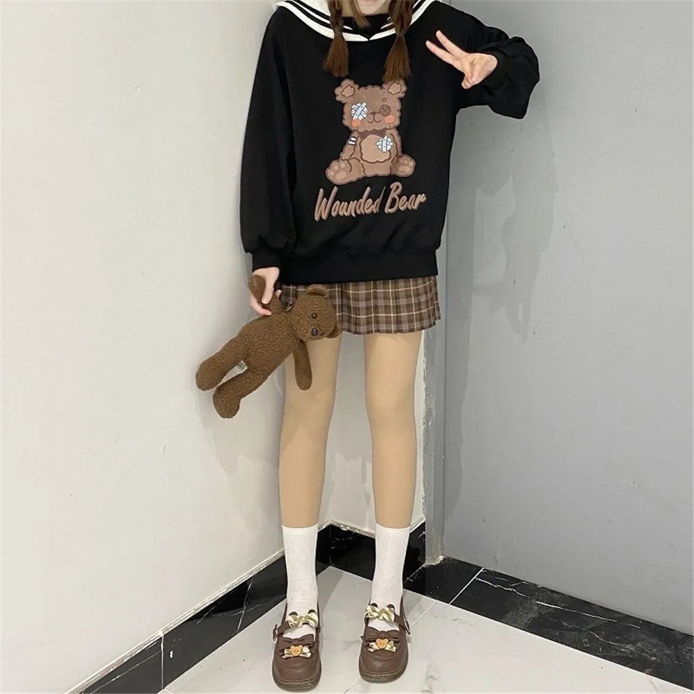 Waliicorners Cute Bear Hoodie Sailor Collar Casual Harajuku Gothic Sweatshirt 13 H7e22a1c90c03407b87b50bf1630eb3a3S