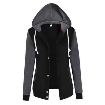 

Women Fashion Autumn Winter Warm Hooded Sweatshirt Fashion Splicing Sleeve Loose Hoodies Pullover Jumper Top Size S-XL