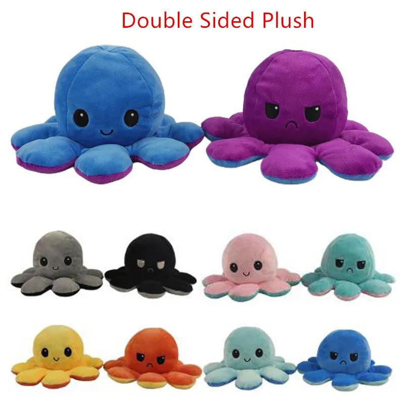 

1pcs Reversible Flip Octopus Stuffed Plush Doll Double Sided Expression Marine Animal Plush Toy Child Toy Kids Birthday Gift