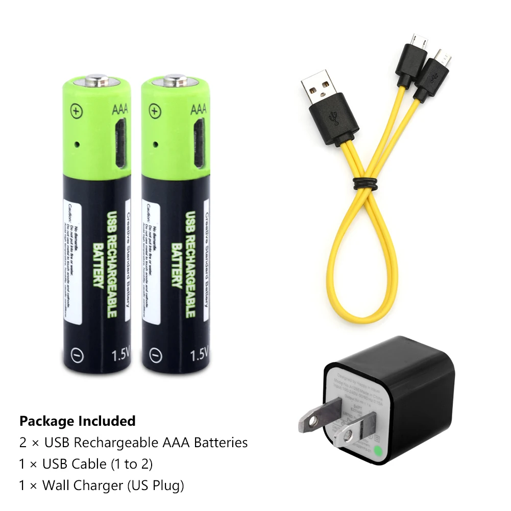 USB AAA литиевая аккумуляторная батарея 400mAh кабель зарядное устройство для игрушек пульт дистанционного управления aaa батареи литий-полимерный аккумулятор - Цвет: 2Pcs UScharger cable