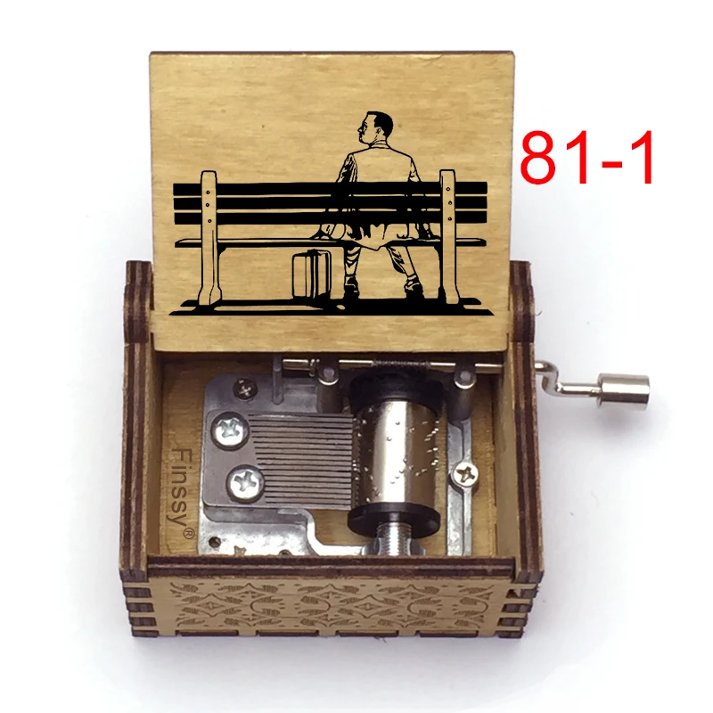 Wooden Forrest Gump Music Box Color Print Handed Musical Box Gift New Year Christmas Birthday Movie Fans Home Decor