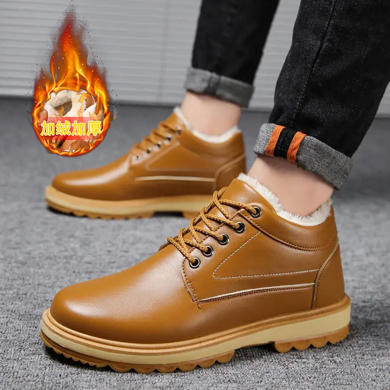 Botas Masculina/мужские ботинки; безопасная обувь из натуральной кожи; высококачественные винтажные зимние ботинки в британском стиле; Зимние Повседневные ботильоны на меху
