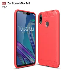 Soft Slim Shockproof Carbon Fiber Silicone Case - Ultra Thin Cover for 6.26 - inch Smartphones (Red)