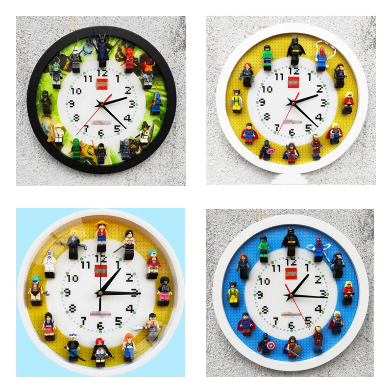 

Marvel Building Block Clock Bricks Compatible Legoingly Minifigureingl Ninjagoing Wall Clock Building Blocks Toys Christmas Gift