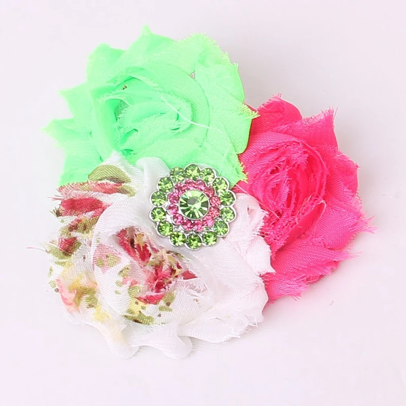 

Baby Headband Soft with Chiffon Flower Pink, Green, White Floral
