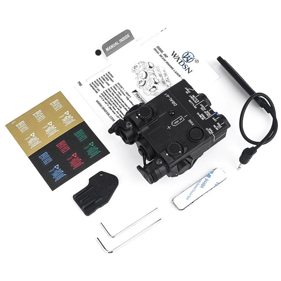 WADSN Tactical Mini DBAL A2 Red Green Blue Dot Laser with IR White Light Strobe Hunting Rifle PEQ Airsoft Laser Aim Weapon Light