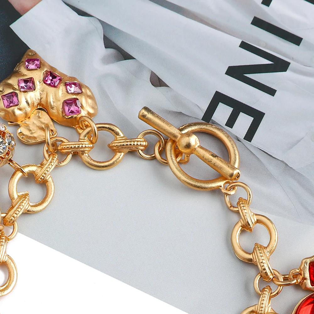 Bracelet Jewelry Friendship Bracelets For Women Girl Metal Heart Crystal Bracelet
