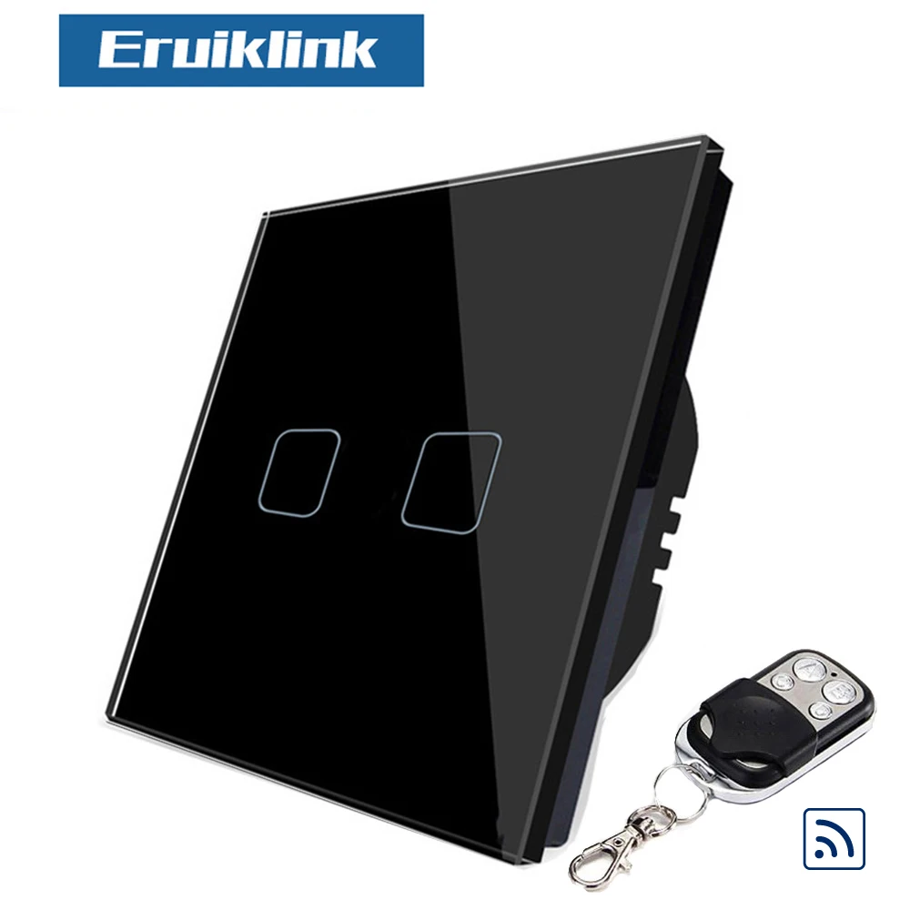 

Eruiklink Remote control switch, touch wall switch, Tempered Glass Crystal Panel Touch Switch, EU/UK Standard Wall Light Switch