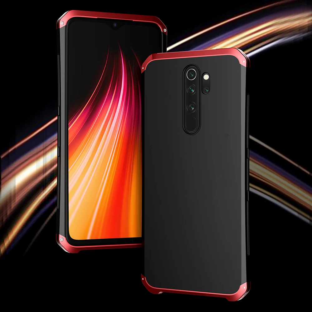 Чехол для Xiaomi Redmi Note 8 Pro алюминиевый металлический каркас жесткая пластиковая