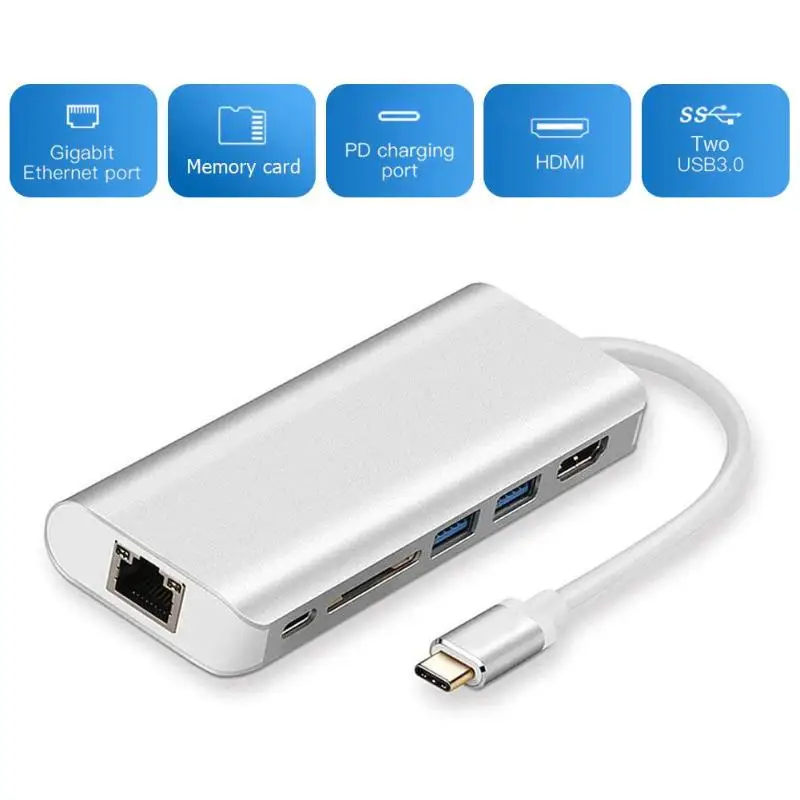 6 в 1 удлинитель док-станция USB TYPE-C концентратор 6 портов Конвертер адаптер для ПК Длительный срок службы без нагрева