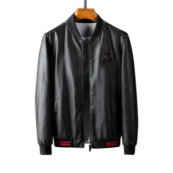 

2020 New PU Motorcycle Leather Jacket Men Plus Velvet Stand Collar Long Sleeve Men Leather Jacket Fashion Leather Jacket Mens