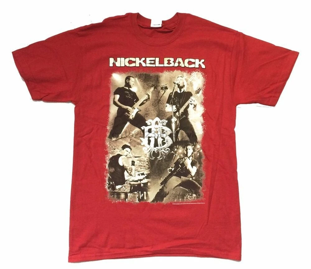 Nickelback Duo Band Live Image 2009 Tour Red T Shirt New Official(2) |