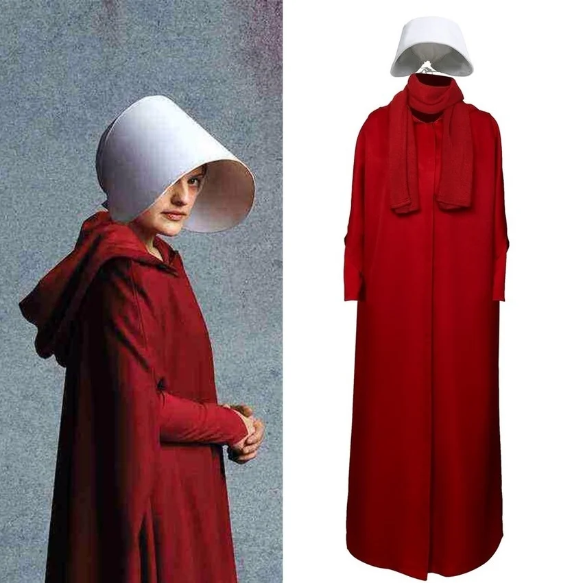 The Handmaid S Tale Cosplay Costume Halloween Party Handmaid Offred Women Wine Red Cape Dress Scarf Hat Set Movie Tv Costumes Aliexpress