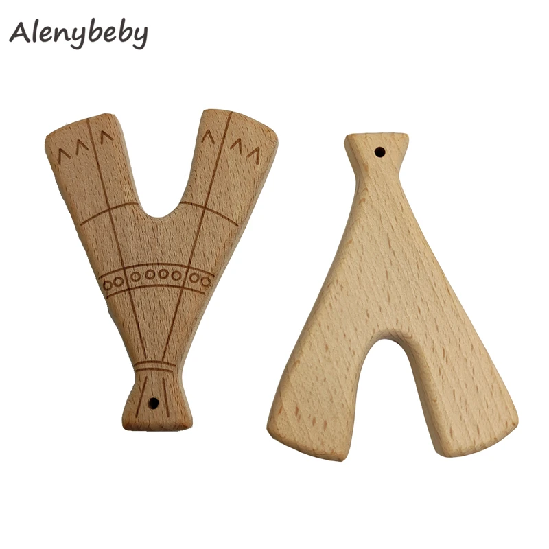 나무 Teether 자연 동물 타워 모양 젖니가 남 간호 너도밤 나무 를위한 나무 Teether 유기 DIY 목걸이 펜던트 장난감