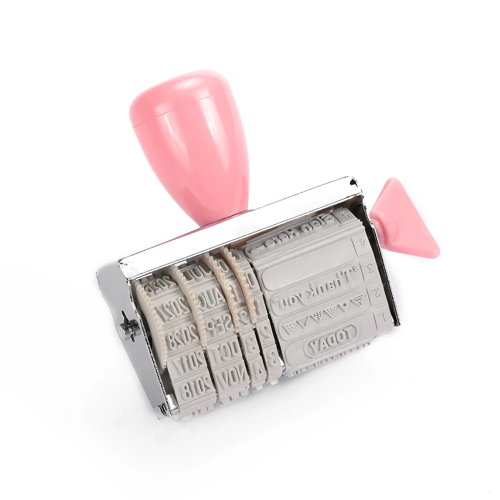 Wheel DIY Handle Account Roller Date Stamp Home Convenient Date Stamps Retro Metal+ ABS Seal Stamping Mud Set Student