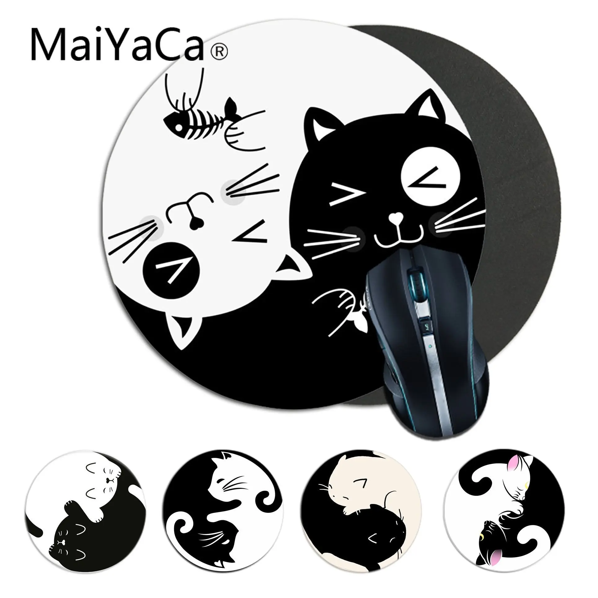 

MaiYaCa cute Yin Yang cat black and white PC Computer Gaming mousepad anime Mouse pad Rug For PC Laptop Notebook gamer desk pad